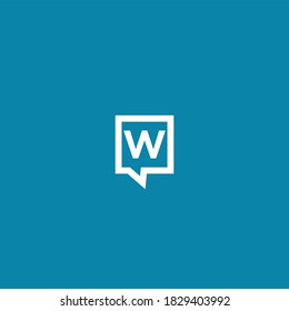 Letra W charla chat burbuja logo vector ilustración moderna gráfico abstracto plantilla premium