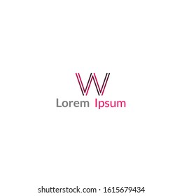 Letter W tech logo concept with line art style and minimalist. Gradient Logo