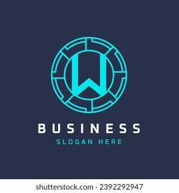 Letter W Tech Logo Design. Universelles Elegantsymbol des Logos der ersten Runde W