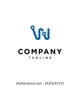 Letra W tech logo icono vector template.eps