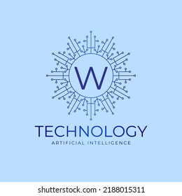 letter W technology boundaries artificial intelligence initial vector logo design element