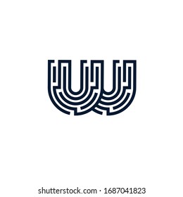 Letter W Technology logo design template