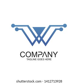 Letter W Technology Logo Vector
