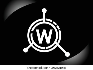 Letra W con símbolo vectorial del logotipo de tecnología. Adecuado para negocios relacionados con tecnología, Internet, computación y datos.
