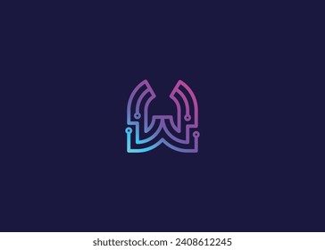 Letter W Technology vector monogram logo design template. Letter W molecule, Science and Bio technology Vector logo