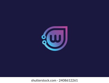 Letter W Technology vector monogram logo design template. Letter W molecule, Science and Bio technology Vector logo