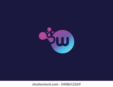 Letter W Technology vector monogram logo design template. Letter W molecule, Science and Bio technology Vector logo