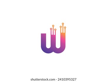 Letter W Technology vector monogram logo design template. Letter W molecule, Science and Bio technology Vector logo Design