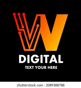 letter w techology vector logo template illustration.This logo suitable for business