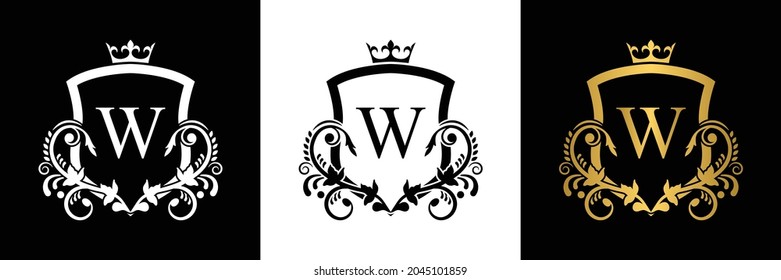 Carta con el logotipo de la plantilla de la carta con la corona. alfabeto. Hermosa carta de iniciales reales.
