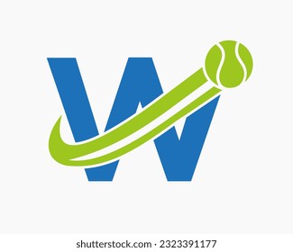 Letter W Tennis Club Logo Design Template. Tennis Sport Academy, Club Logo