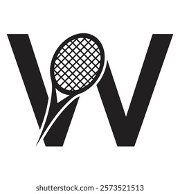 Letter W Tennis Logo. Paddle Symbol Vector Template