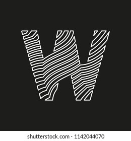 letter W in texture with white lines movement effect on editable black background vector