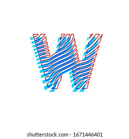 letter W of textured curved lines with patterned appearance