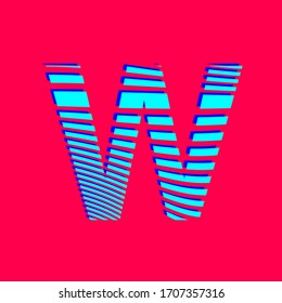 Letter W textured in curved lines, sports style, editable vector