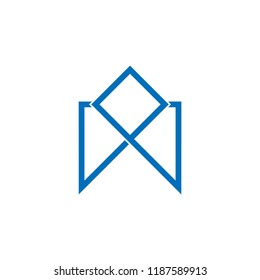 letter w thin lines geometric logo 