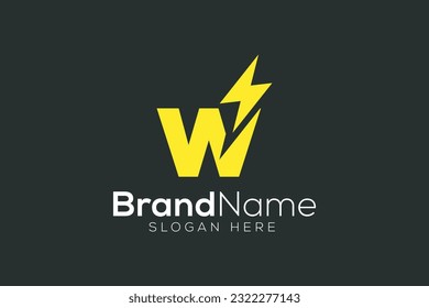 Letter W thunder logo design template