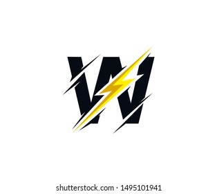 Letter W thunder power shape logo icon. Electrical Icon logo concept.