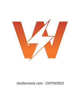 Letter W thunder power shape logo icon. Electrical Icon logo concept.