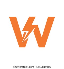 Letter W thunder power shape logo icon. Electrical Icon logo concept.	