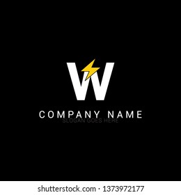 letter W with thunder voltage logo vector