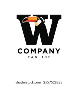 Letter W Toucan Logo Icon Vector