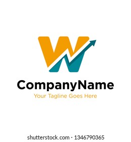 letter W trade marketing logo design vector. initial W and chart diagram graphic concept. company, corporate, business, finance symbol icon. 