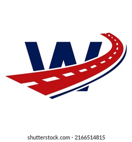 Letter W Transport Logo. W Letter Road Logo Design Transportation Sign Symbol