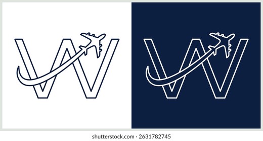 Letter W Travel Logo Template Design Vector, line Design Concept, Creative Symbol, Icon