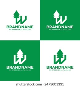 Logotipo del árbol de la letra W, perfecto para las Organizaciones ambientales y marcas respetuosas del medio ambiente