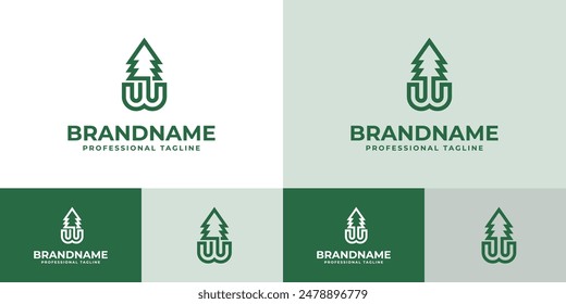 Letter W Tree Monoline Logo, Great for Nature Conservation Projects