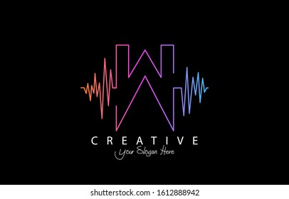 Letter W Trendy Design Logo Concept. Creative Icon Logo with Sound Wave Vector Illustration.