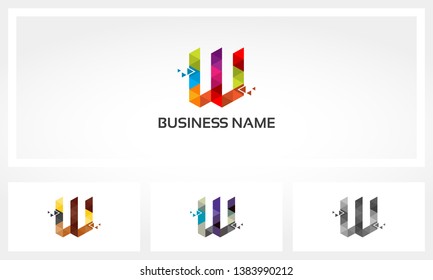 Letter W Triangle Pixel Colorful Eroded
