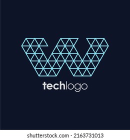Letter W Triangle Polygon Tech Logo