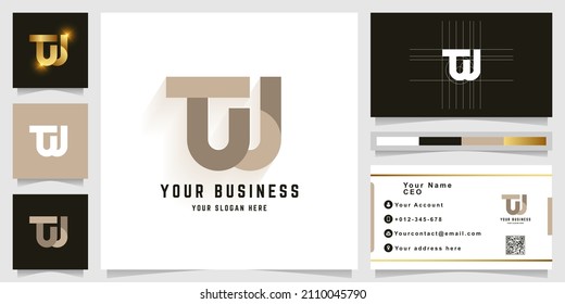 Buchstaben W oder TW-Monogramm-Logo mit Visitenkartendesign