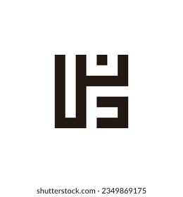 Letter W, U and F square geometric symbol simple logo vector