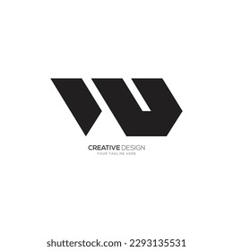 Letter W U or U W modern unique shape black monogram logo