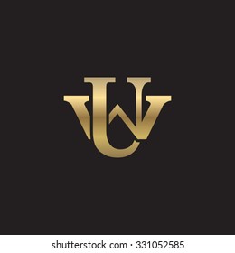 letter W and U monogram golden logo