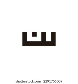 Letter w and u square dot geometric symbol simple logo vector