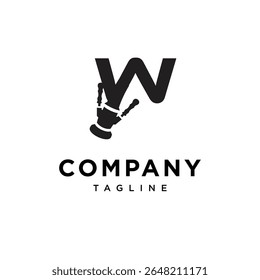 Letra W Vector de icono de logotipo de boquilla inferior