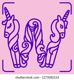 letter w unicorn written by unicorns stock vector royalty free 1273582153