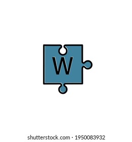 Letter W unique logo business or company puzzle design, vector template