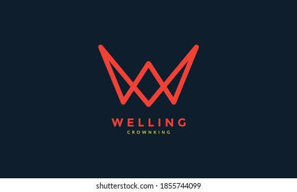 letter W unique modern line crown logo icon vector illustration design