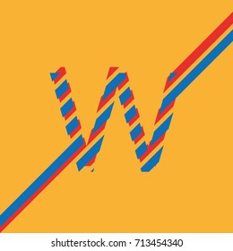 letter W uppercase vector from lines