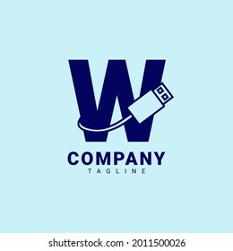 letter W usb clean and professional vector logo design