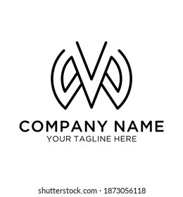 Letter W and V. Abstract Vector Logo Design Template. Creative black Concept icon