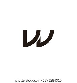 Letter W and v curve geometric symbol simple logo vector