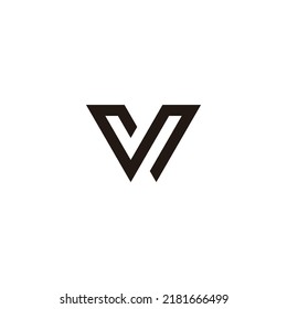 Geometrisches Symbol für Buchstaben W oder V mit einfachem Logo, Vektorgrafik