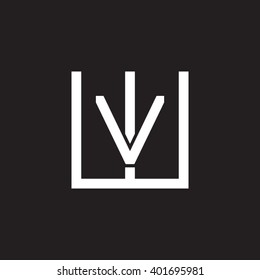 letter W and V monogram square shape logo white black background