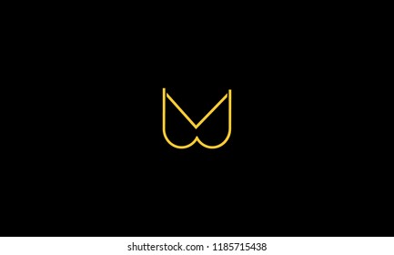 LETTER W AND V WITH NEGATIVE SPACE EFFECT FOR ILLUSTRATION OR LOGO DESIGN USE